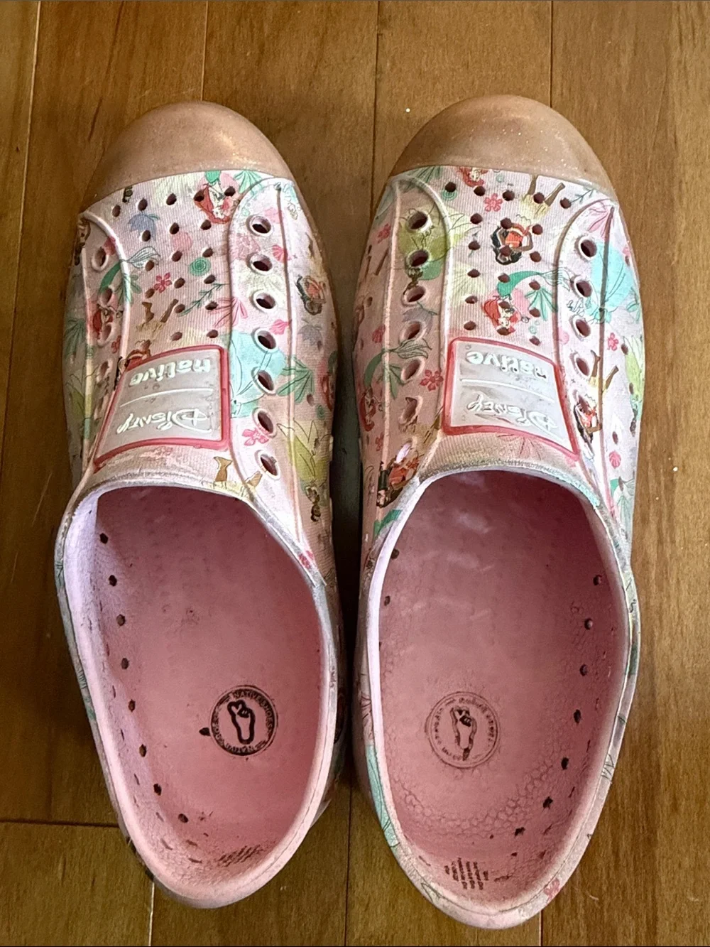 Native Disney Collaboration Kids Pink Floral Disney Princess Slip-On Water Shoes